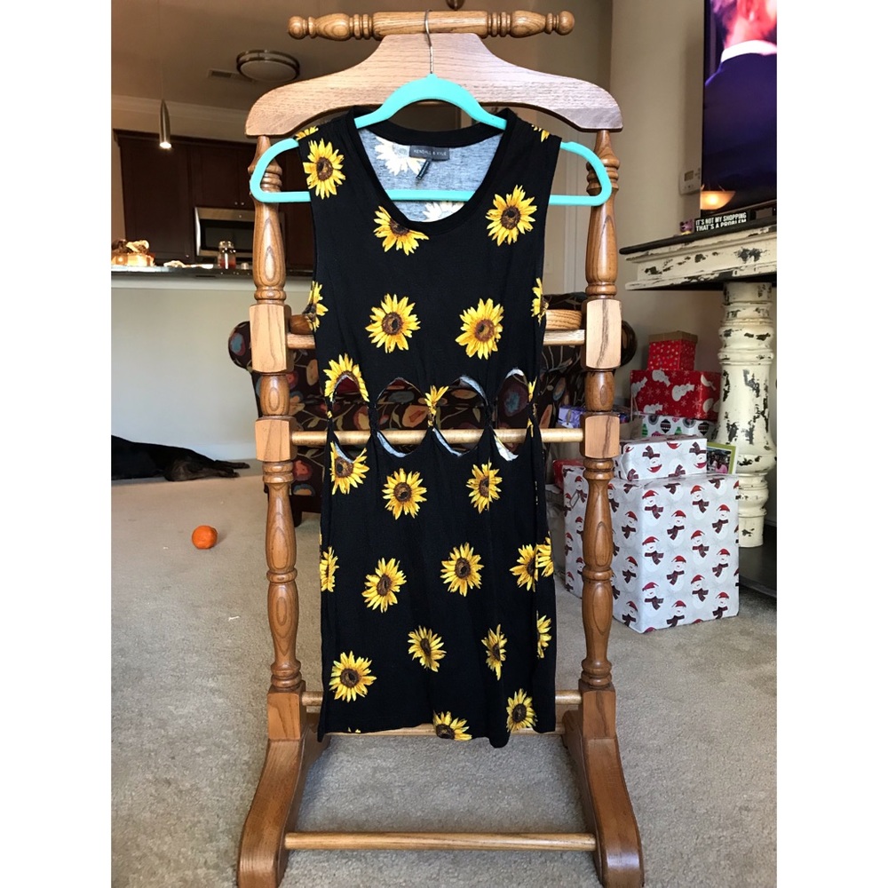 Kendall and Kylie Cut Out Sunflower Mini Dress